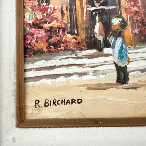 R. Birchard Oil Painting Original Impressionism Signed, Europe City, 22”x26”